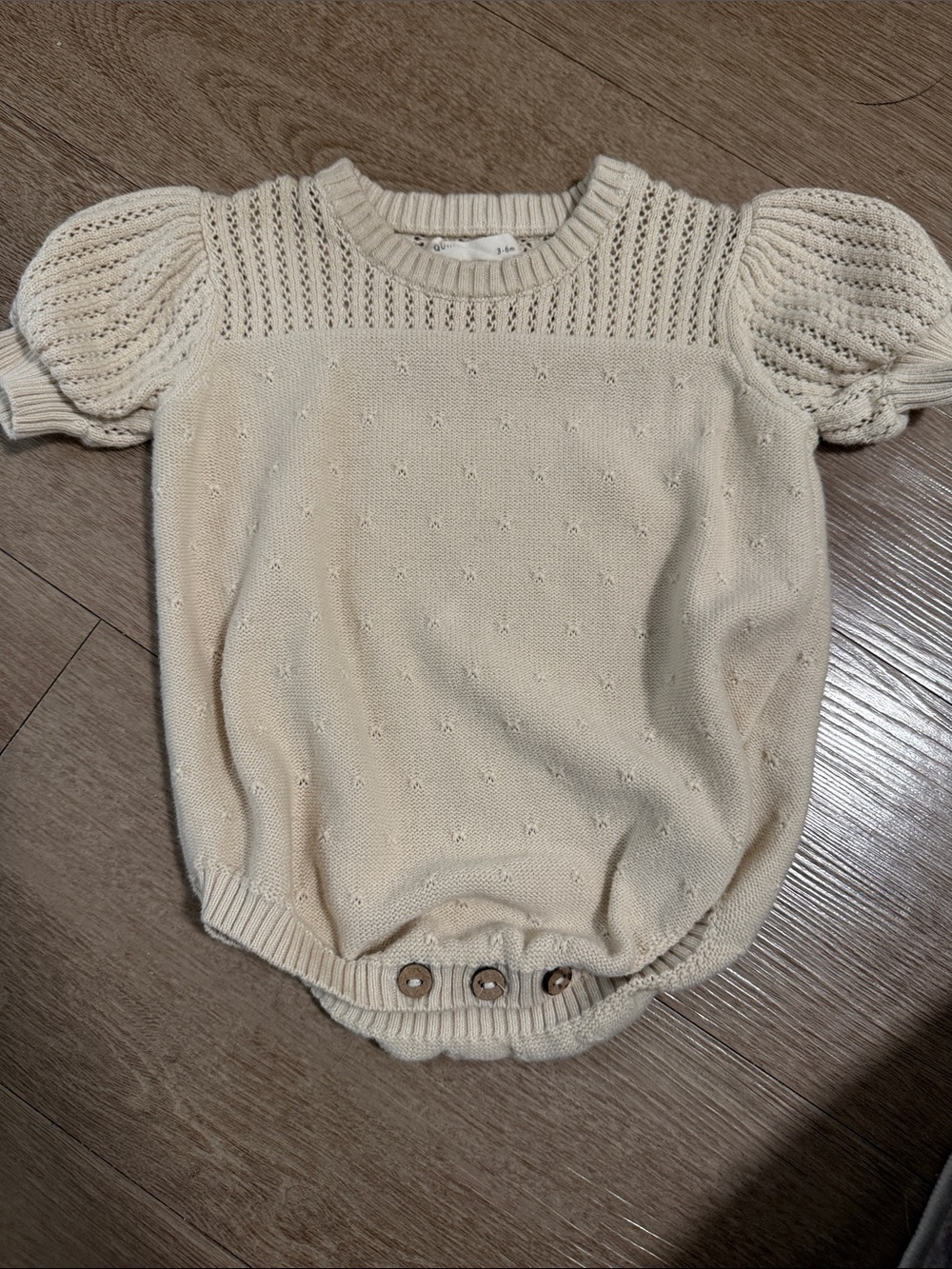 Quincy Mae Cream Knit Eyelet Sweater Romper